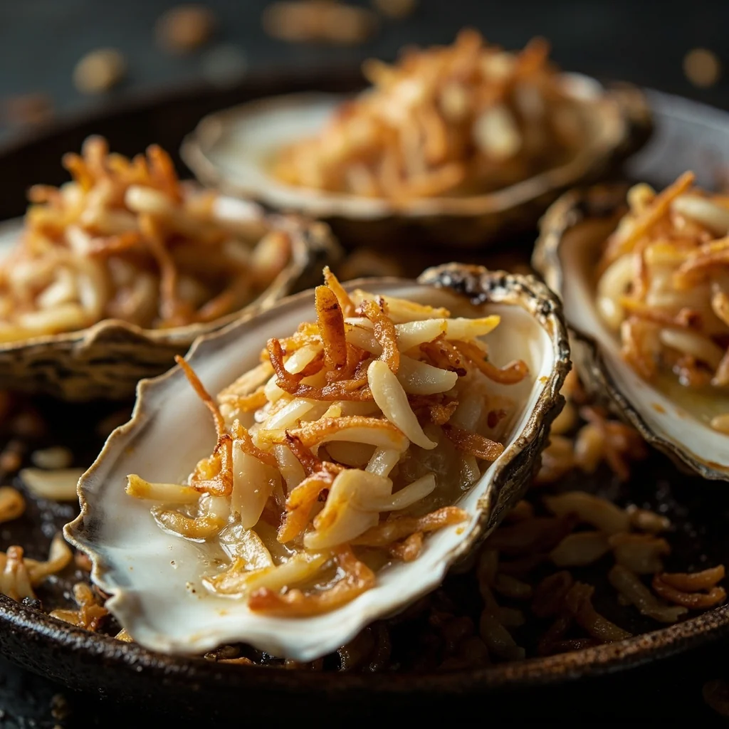 Golden Garlic Roasted Oysters
