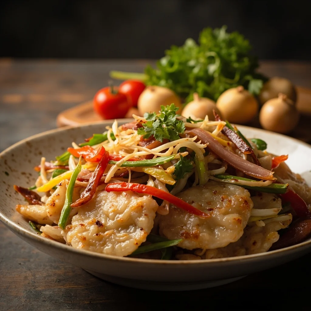 Ham and Vegetable Rice Cake Stir-Fry