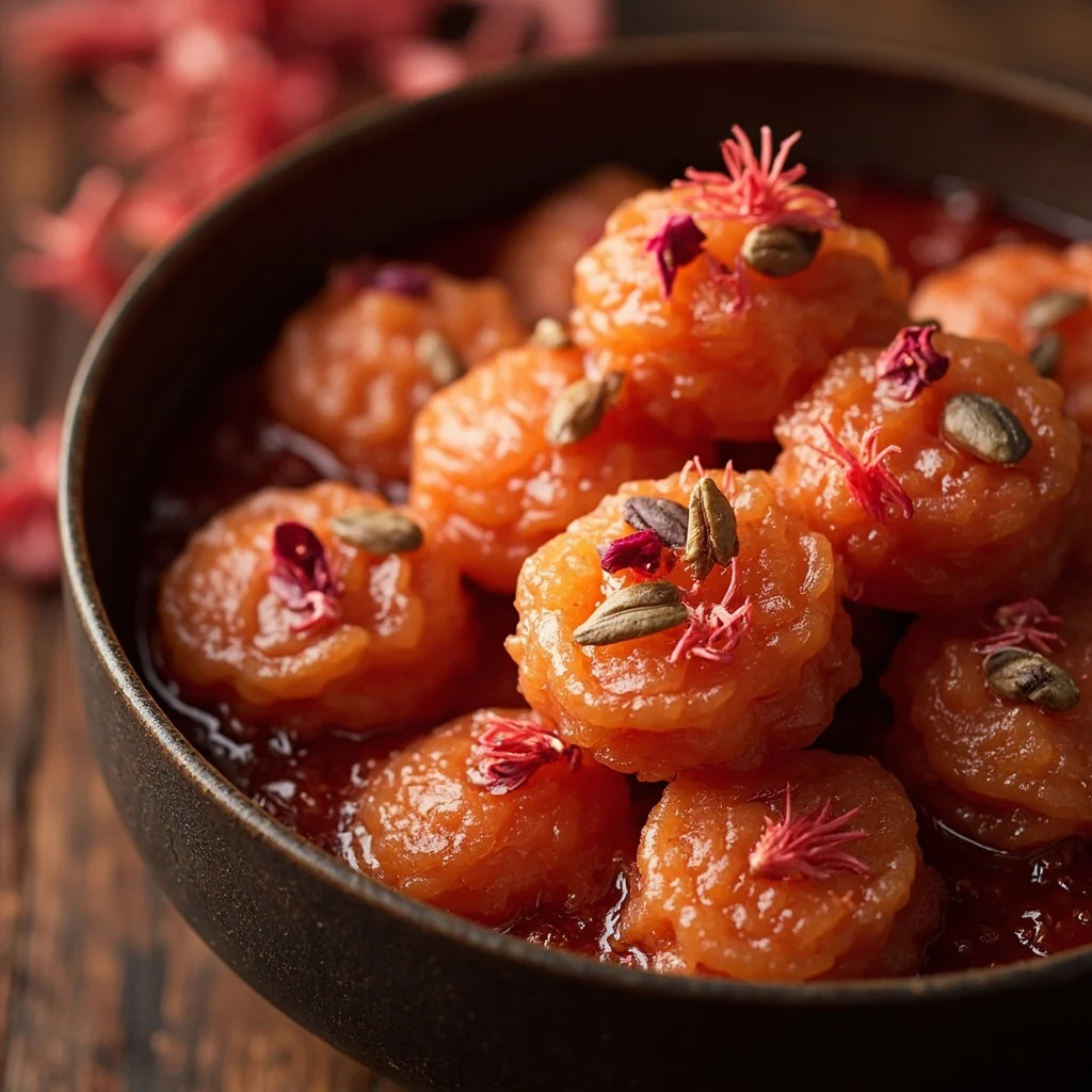 Red Sugar Sticky Rice Cakes with Osmanthus